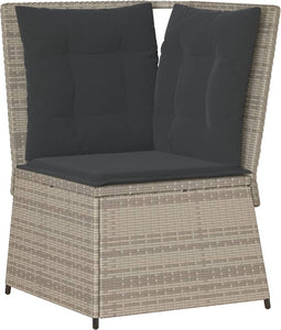 vidaXL - Tuinhoekbank - met - kussens - poly - rattan - lichtgrijs