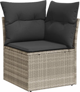 vidaXL - Tuinhoekbank - met - kussens - poly - rattan - lichtgrijs