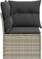 vidaXL - Tuinhoekbank - met - kussens - poly - rattan - lichtgrijs