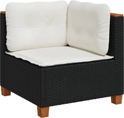 vidaXL - Tuinhoekbank - met - kussens - poly - rattan - zwart