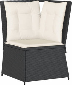 vidaXL - Tuinhoekbank - met - kussens - poly - rattan - zwart