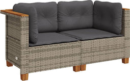 vidaXL - Tuinhoekbanken - 2 - st - met - kussens - poly - rattan - grijs