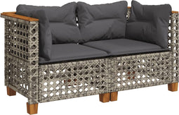 vidaXL - Tuinhoekbanken - 2 - st - met - kussens - poly - rattan - grijs