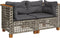 vidaXL - Tuinhoekbanken - 2 - st - met - kussens - poly - rattan - grijs