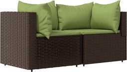 vidaXL - Tuinhoekbanken - met - kussens - 2 - st - poly - rattan - bruin