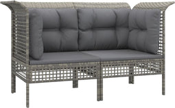 vidaXL - Tuinhoekbanken - met - kussens - 2 - st - poly - rattan - grijs