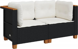vidaXL - Tuinhoekbanken - met - kussens - 2 - st - poly - rattan - zwart