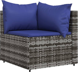 vidaXL - Tuinhoekbanken - met - kussens - 2 - st - poly - rattan - grijs