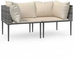 vidaXL - Tuinhoekbanken - met - kussens - 2 - st - poly - rattan - grijs