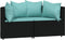vidaXL - Tuinhoekbanken - met - kussens - 2 - st - poly - rattan - zwart
