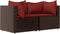 vidaXL - Tuinhoekbanken - met - kussens - 2 - st - poly - rattan - bruin