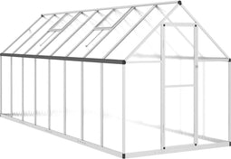 vidaXL - Tuinkas - met - basisframe - 445x169x195 - cm - aluminium - zilverkleurig