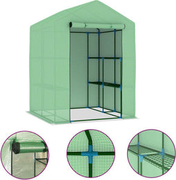vidaXL - Tuinkas - met - schappen - 143x143x195 - cm - staal