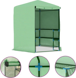 vidaXL - Tuinkas - met - schappen - 227x223 - cm - staal