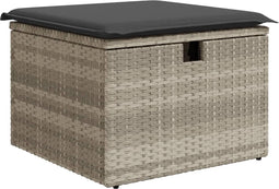 vidaXL - Tuinkruk - met - kussen - 55x55x37 - cm - poly - rattan - lichtgrijs