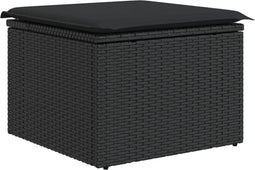 vidaXL - Tuinkruk - met - kussen - 55x55x37 - cm - poly - rattan - zwart