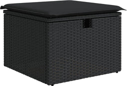 vidaXL - Tuinkruk - met - kussen - 55x55x37 - cm - poly - rattan - zwart