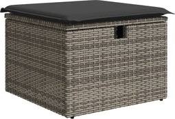 vidaXL - Tuinkruk - met - kussen - 55x55x37 - cm - poly - rattan - grijs