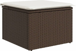 vidaXL - Tuinkruk - met - kussen - 55x55x37 - cm - poly - rattan - bruin