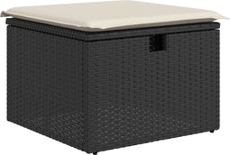 vidaXL - Tuinkruk - met - kussen - 55x55x37 - cm - poly - rattan - zwart