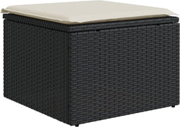 vidaXL - Tuinkruk - met - kussen - 55x55x37 - cm - poly - rattan - zwart