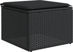 vidaXL - Tuinkruk - met - kussen - 55x55x37 - cm - poly - rattan - zwart