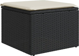 vidaXL - Tuinkruk - met - kussen - 55x55x37 - cm - poly - rattan - zwart
