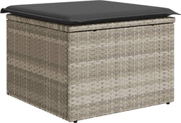 vidaXL - Tuinkruk - met - kussen - 55x55x37 - cm - poly - rattan - lichtgrijs
