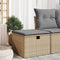 vidaXL - Tuinkruk - met - kussen - 55x55x37 - cm - poly - rattan - beige