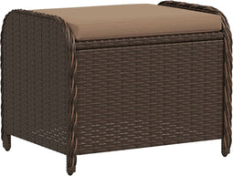 vidaXL - Tuinkruk - met - kussen - 58x46x46 - cm - poly - rattan - bruin