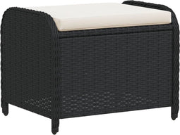 vidaXL - Tuinkruk - met - kussen - 58x46x46 - cm - poly - rattan - zwart