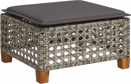 vidaXL - Tuinkruk - met - kussen - 63,5x56x32 - cm - poly - rattan - grijs