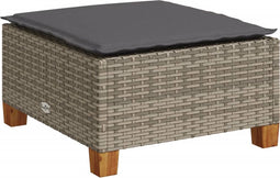 vidaXL - Tuinkruk - met - kussen - 63,5x56x32 - cm - poly - rattan - grijs