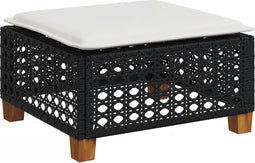 vidaXL - Tuinkruk - met - kussen - 63,5x56x32 - cm - poly - rattan - zwart