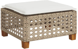 vidaXL - Tuinkruk - met - kussen - 63,5x56x32 - cm - poly - rattan - beige