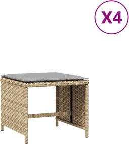 vidaXL - Tuinkrukken - 4 - st - kussens - 40x40x35 - cm - poly - rattan - gemengd - beige