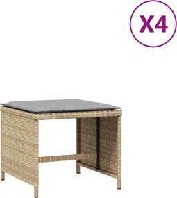 vidaXL - Tuinkrukken - 4 - st - met - kussens - 41x41x36 - cm - poly - rattan - beige