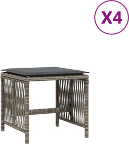 vidaXL - Tuinkrukken - 4 - st - met - kussens - 41x41x36 - cm - poly - rattan - grijs