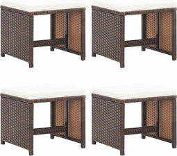 vidaXL - Tuinkrukken - 4 - st - met - kussens - poly - rattan - bruin