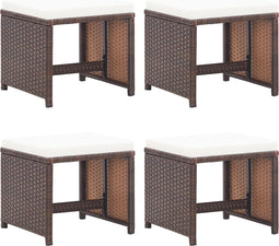 vidaXL - Tuinkrukken - 4 - st - met - kussens - poly - rattan - bruin