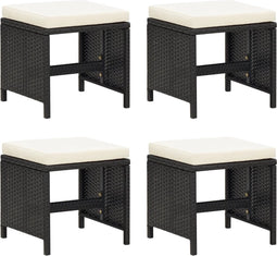vidaXL - Tuinkrukken - 4 - st - met - kussens - poly - rattan - zwart