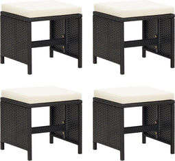 vidaXL - Tuinkrukken - 4 - st - met - kussens - poly - rattan - zwart