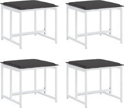vidaXL - Tuinkrukken - 4 - st - met - kussens - staal - en - textileen - wit