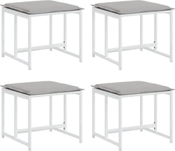 vidaXL - Tuinkrukken - 4 - st - met - kussens - staal - en - textileen - wit