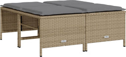 vidaXL - Tuinkrukken - met - kussens - 4 - st - poly - rattan - beige