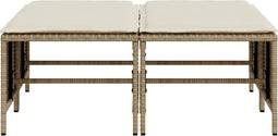vidaXL - Tuinkrukken - met - kussens - 4 - st - poly - rattan - beige