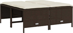 vidaXL - Tuinkrukken - met - kussens - 4 - st - poly - rattan - bruin