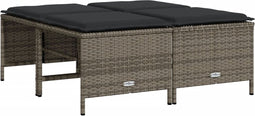 vidaXL - Tuinkrukken - met - kussens - 4 - st - poly - rattan - grijs