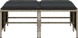 vidaXL - Tuinkrukken - met - kussens - 4 - st - poly - rattan - lichtgrijs