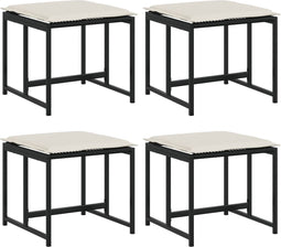 vidaXL - Tuinkrukken - met - kussens - 4 - st - poly - rattan - zwart
